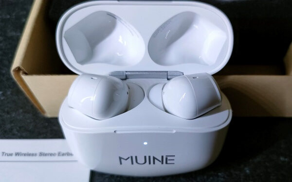 MUINEのワイヤレスイヤホンT1の使い方 レビュー　充電ケース　AirPods Proと似てる